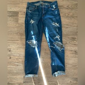 Distressed boyfriend jeans